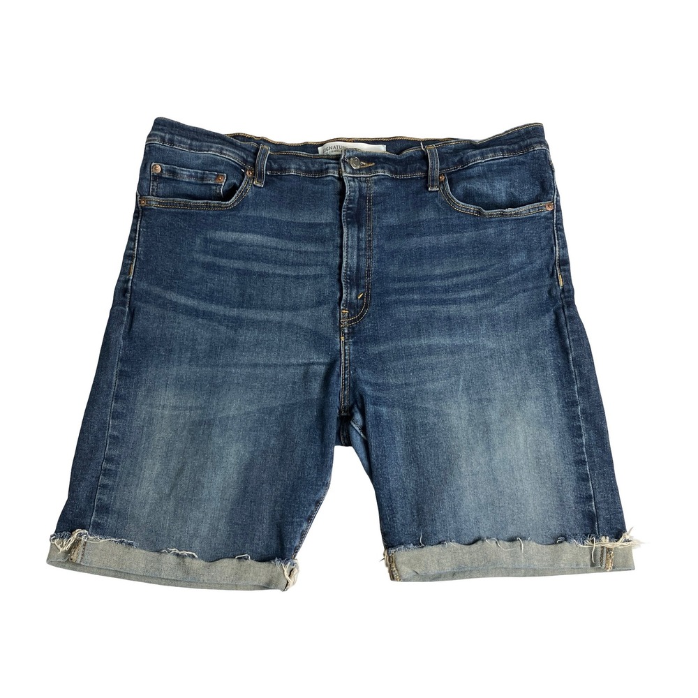 Levi's Signature Jean‎ Shorts Mens 38 Blue Cuffed Raw Hem Stretch Denim Outdoor